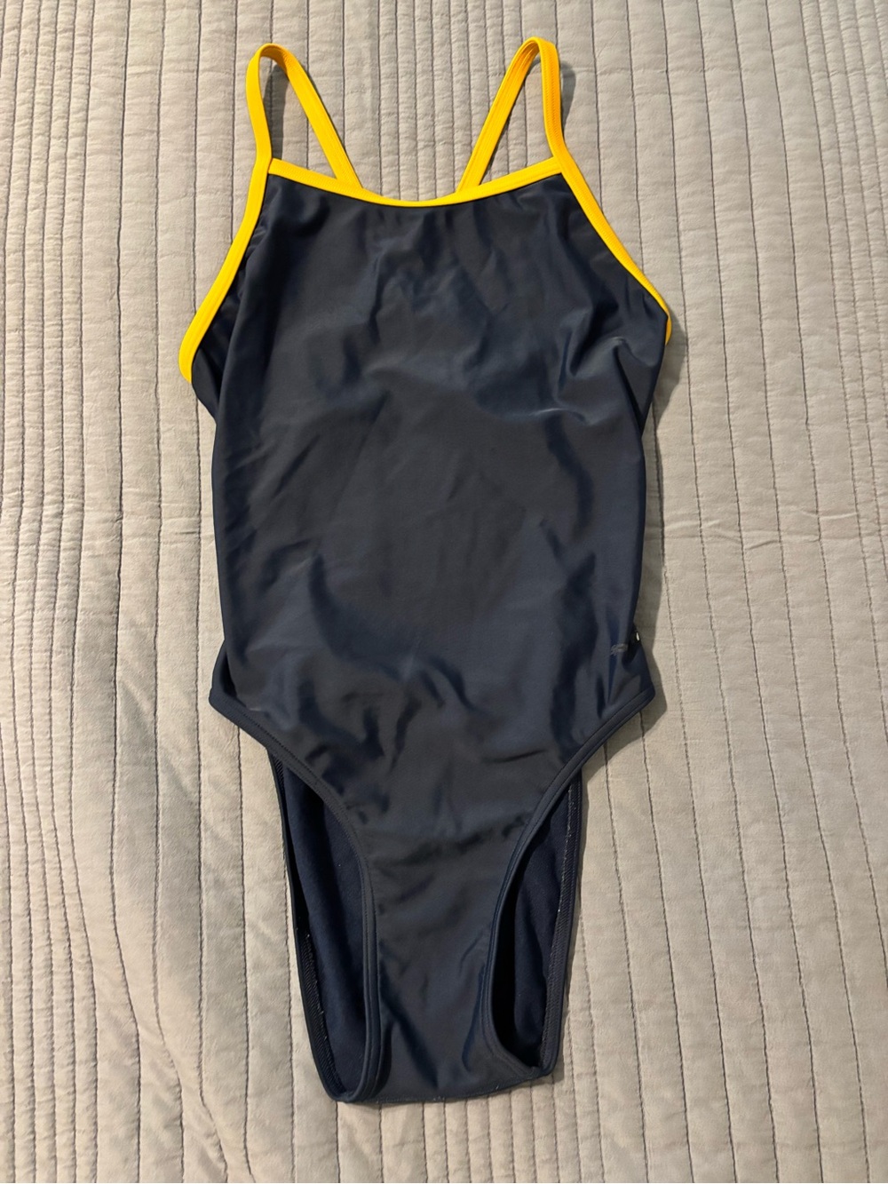 Sport Navy One-Piece Swimsuit with Yellow Trim